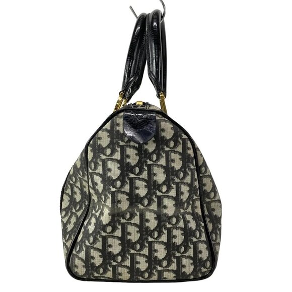 DIOR/ChristianDior Trotteur Black Cream PVC Patent Leather Handbag - Picture 3 of 15